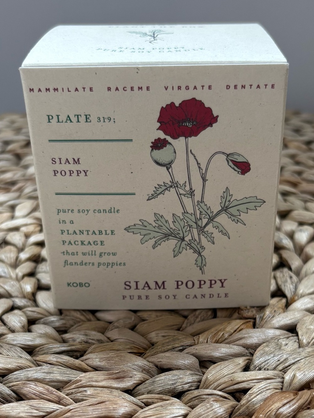 Kobo Siam Poppy Soy Candle Plantable Box - Picture 3 of 15
